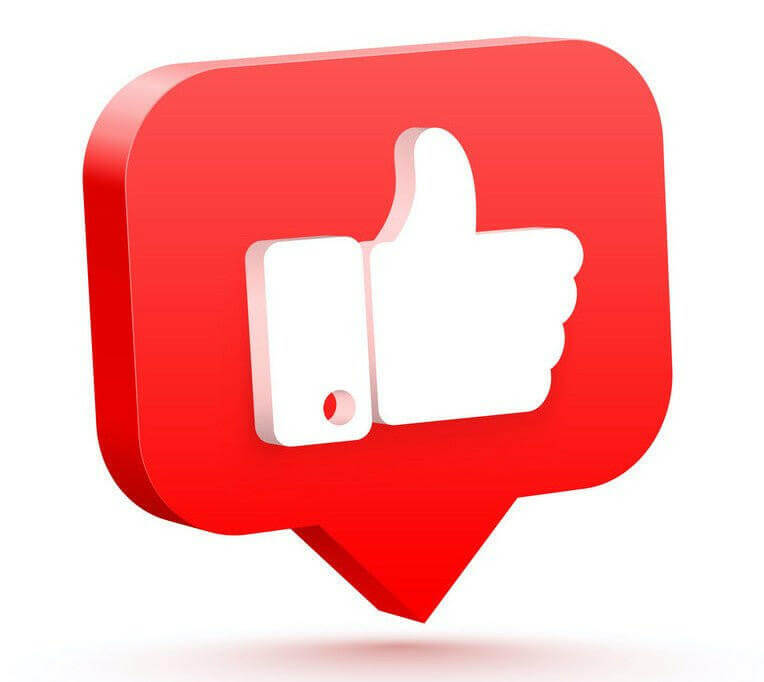 Red thumbs up icon symbolizing YouTube likes to enhance video engagement and visibility.