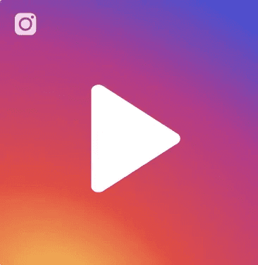 Instagram play button icon on colorful gradient background, representing video content engagement.